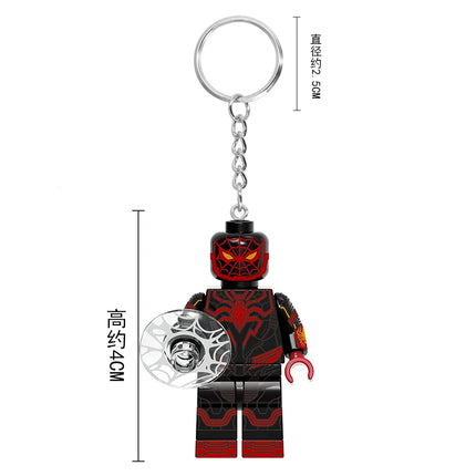 Marvel Spiderman Doll Universe Miles Gwen Cartoon Cute Building Blocks Assembled Toy Ornament Keychain School Bag Pendant Gift