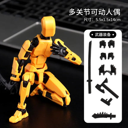 Multi-jointed, transformable robot 3D-printed action figure with 13 joints, DIY assembly gift for adults, parents, and children