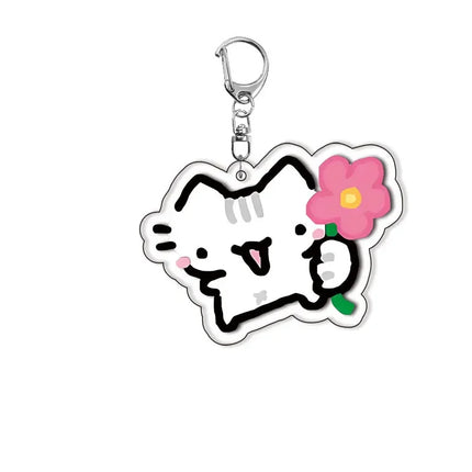Cat Acrylic Double-layer Anime Keychain Cute Creative Backpack Pendant