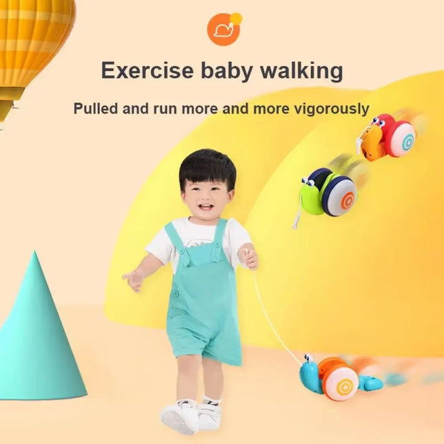 Baby Walker Pull String Snail Car Toy Learning To Walk Cartoon Pet Drag Rope Snail Interactive Glowing Pull-Along Snail Toy