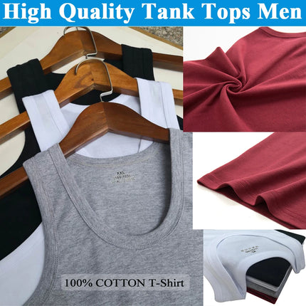 Tank Tops Men New 100% Cotton Solid Vest Mens Slim Casual Breathable Sleeveless Tops Gym Running Undershirt Male Gift Hot Sale