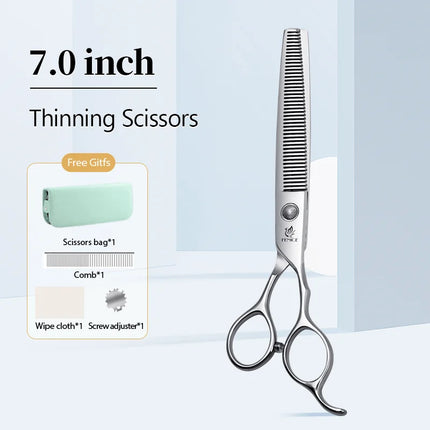 Fenice  Professional Home Pets Grooming Set 6//6.5/7/7.5 Inch Bearing Screw Straight Curved Thinning Chunker Shears for Dogs/Cat