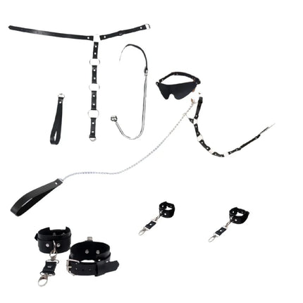 Adult Anal Plug Hook Bondage Kits with Adjustable Handcuffs Collar Neck Restraint Costumes for Couple BDSM Cosplay Game Sex Toys