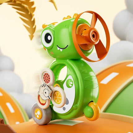 Baby Dinosaur Whistle Car Toy Light Up Top Rotating Music Graphic Cognition Multi Play Children Toy Car Inertial Sliding Button