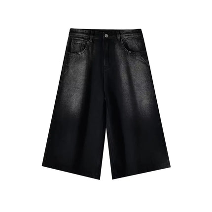 Wide-leg Seven-point Denim Shorts Men's 2025 Summer New High-end Fashion Brand Straight Casual Pants Man Jeans Y2k Clothes Baggy