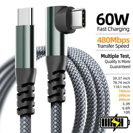 1PC USB C Cable 1M 2M 3M 10FT USB C Data Transfer 60W PD Fast Charging Cable for iPhone 15 15Plus 15Pro Max