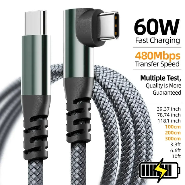 1PC USB C Cable 1M 2M 3M 10FT USB C Data Transfer 60W PD Fast Charging Cable for iPhone 15 15Plus 15Pro Max