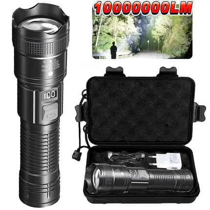 Ultra Bright LED Flashlight Type-C Rechargeable 3 Modes Long Range Zoom Tactical Torch Outdoor Emergency Camping Fishing Lantern