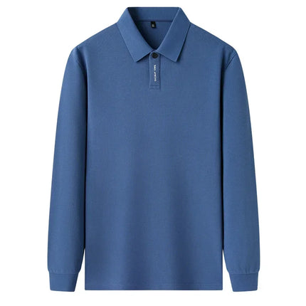 Spring and Autumn new style pure cotton long-sleeved business casual pure color high-quality men's Polo shirt