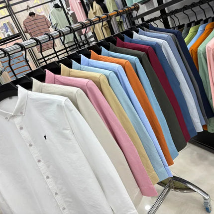 100% Cotton Corduroy Shirt - Green Long Sleeve M-4XL - Spring Autumn Slim Fit Candy Color Collection