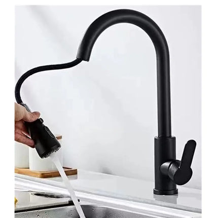 Kitchen Faucet Single Hole Pull Out Spout Kitchen Sink Mixer Tap Stream Sprayer Head Chrome/Black Mixer Tap