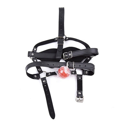 Leather gag head harness bondage Open mouth mute restraint solid silicone ball Adult fetish products Sex games toys for women