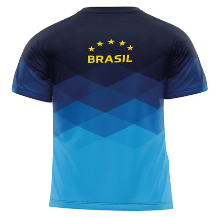 Stylish Brazil Volleyball/Sports Jersey | Navy Body Yellow - Green Gradient Sleeves Embroidered Flag Ideal for Fans & Athletes