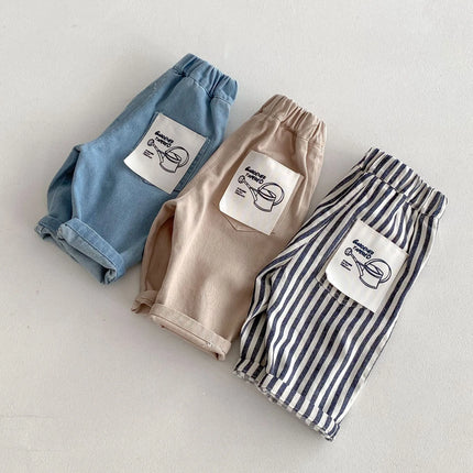 Spring Clothes Children's Pants Casual 0-5 Years Old Korean Soft Denim Children's Clothing Boys Fashion Striped Pants Infant