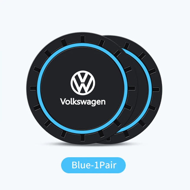 2Pcs Car Silicone Anti-Slip Water Cup Drink Mat Bottle Cup Coaster Mat For VW GTI Polo Golf Passat Scirocco Tiguan Jetta T-ROC