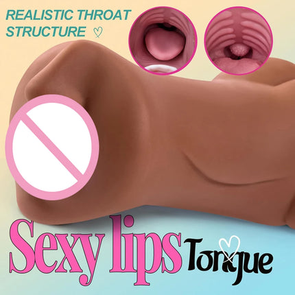 3 IN 1 Artificial Real Pussy Oral Anal Vagin Male Masturbator Deep Throat Blowjob Massager Masturbator Adult Sex Toys for Men