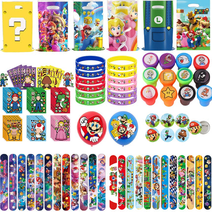 Brother Mario Party Favors Gifts Stamps Slap Bracelet Stickers Christmas Stocking Fillers Birthday Souvenirs Decoration Supplies