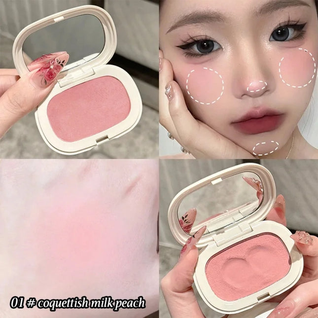 Single Color Blush Silky Texture High Color Rendering No Powder Feeling Low Saturation Long-lasting Natural Matte Blush