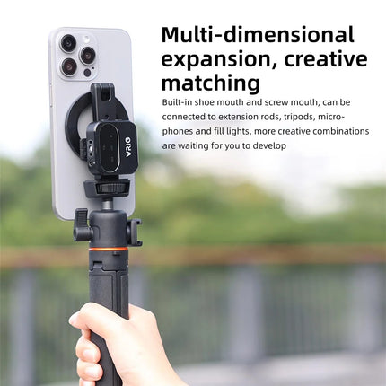 VRIG Multi-function Magnetic Phone Holder w 1/4"-20 Cold Shoe Desktop Phone Tripod Mount For MagSafe iPhone Android Mic Lights