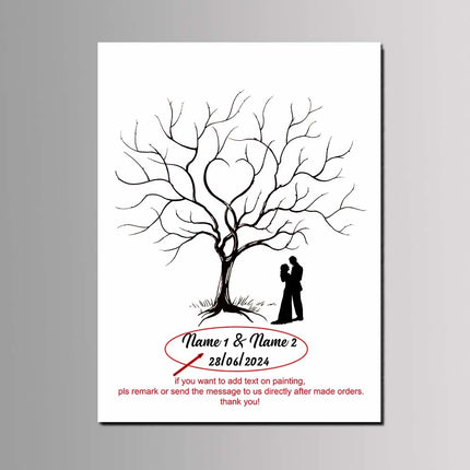 Engagement Events Party Favor Wedding Tree Canvas Painting Guest Fingerprint Signature Book Customized Lover Anniversary Gift