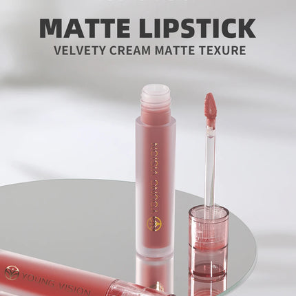 YOUNG VISION 6-Color Matte Velvet Lip Gloss Silky Smooth, Long-Lasting Color Seductive Feminine Lip Makeup