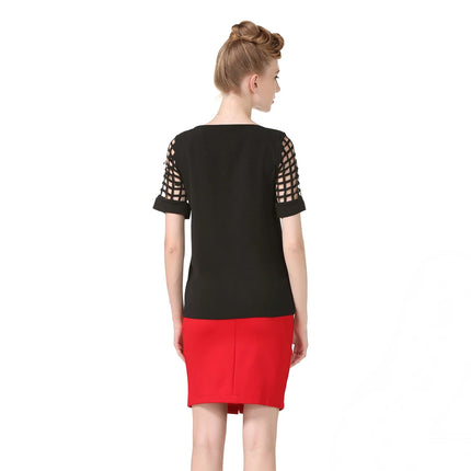 Summer Fashion Women Blouses & Shirts Hollow Out Sleeve Slash Neck Chiffon Blouse Plus Size 5XL