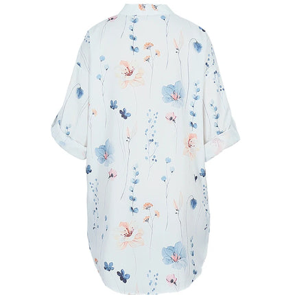 Plus Size Summer Women's Shirt V-neck Random Print Single Row Button Fashion Casual Loose Polyester Home Office Holiday