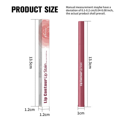 2-in-1 Lip Contour Lip Stain Pen Smudge-proof Non-stick Cup Moisturizing Lip Makeup Cosmetic Dual-Sided Tip Lip Stain & Liner