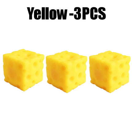 Yellow Cheese Squeeze Toy Soft Rubber Novelty Stress Ball Bouncing Play for Anxiety Relief Focus Training Fun Cheese Cube Design