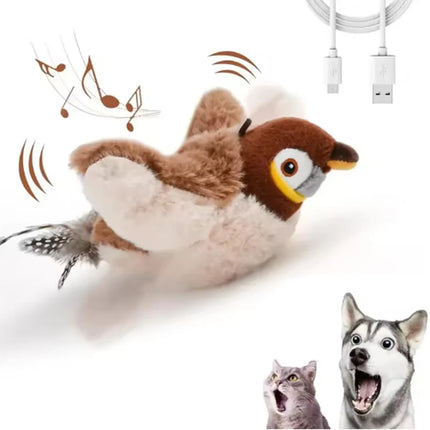 Hot Simulated Bird Cat Toy Interactive Toys Dog Rechargeable Chirping Flapping Bird (no Flying) Touch Activated Plush Pet Toy