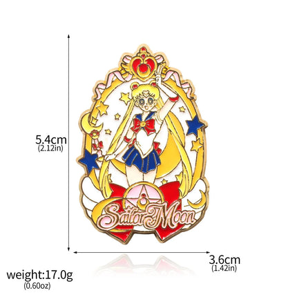 Anime Cartoon Moon Tsukino Usagi Enamel Keychain Necklace for Women Girl Magic Brooch Aino Minako Pin Cosplay Jewelry Gift