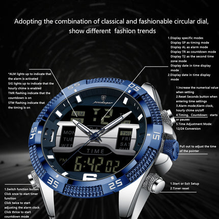 POEDAGAR Luxury Man Digital Watch Alarm Luminous LED Week Date Sports Quartz Men Watch Fashion Military Electronic Men's Watches