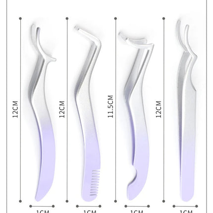 1/4 Gradient Eyelash Comb Tweezers Stainless Steel Anti-Static Non-Magnetic Professional Lashes Extension Tweezers Makeup Tools