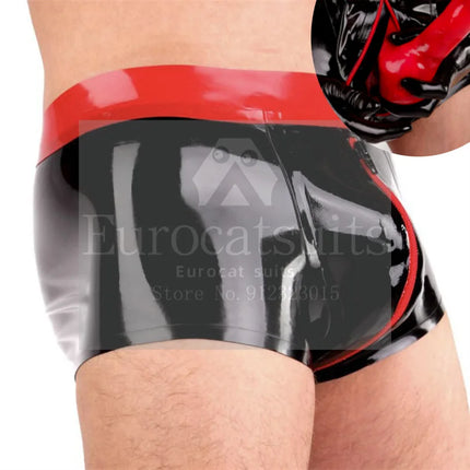 Latex Men's Rubber Shorts with Crotch Zipper Underwear Bodysuit Fetish Wear Ensemble