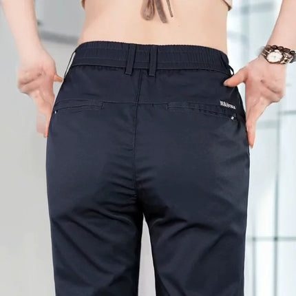 2026 Men's Ice Silk Straight Leg Thin Breathable Casual Pants Summer Business Long Trousers Fashionable Versatile Lightweight