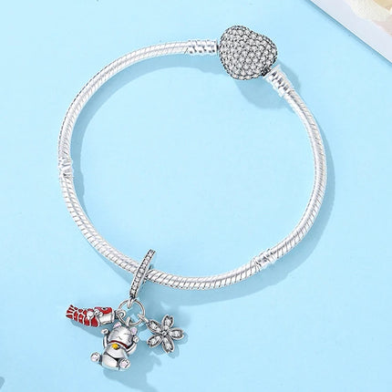 925 Sterling Silver Charms Beads Original Japanese Doll Fortune Cat Charm Fit Brand Bracelets Bangles DIY Jewelry For Women