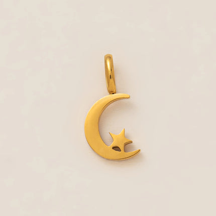 1Pc Stainless Steel Star Sun Moon Series DIY Pendant, Plated with 18K Gold for Color Preserving, Women's Jewelry Gift