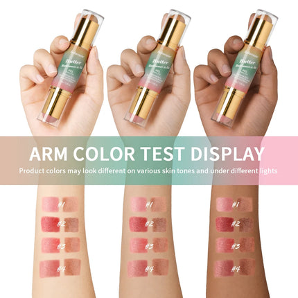 Lakerain Butter Makeup Stick Nature Bronze Colored Matte Effect Moisturizing Smooth Dual-head Design Multi-purpose Makeup Stick