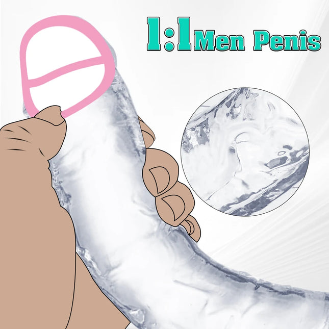 Transparent Big Dick 6 Sizes Realistic Jelly Dildo Soft Vaginal Masturbators Women Gay Penis Anal Sex Toys Suction Cup