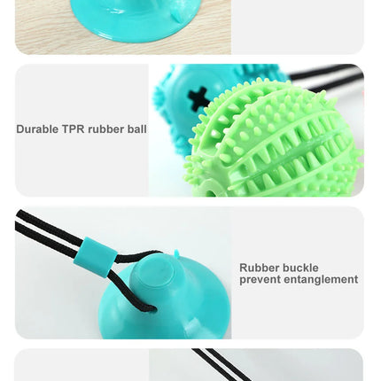 Dog Chew Ball Toys for Aggressive Chewers Interactive Dog Puzzle Toy Food Dispenser Suction Cup Dog Tug Toy for Dogs Teeth Clean