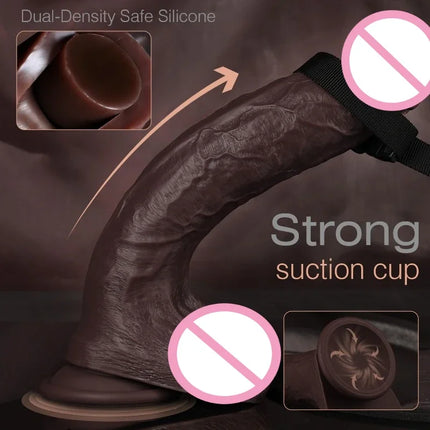 Wearable Realistic Double Silicone Anal Butt Plug Big Dildo Masturbator Huge Penis with Suction Cup Adult Sex Toys  for Women18+