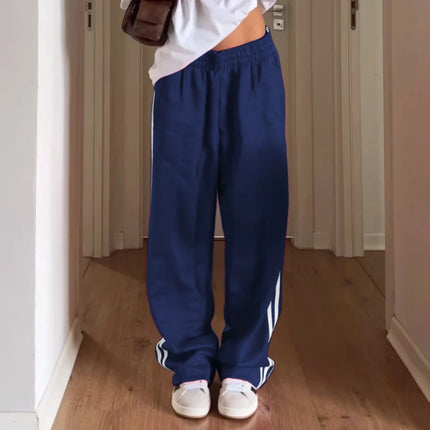 Women's Striped Y2K Pants - Loose Drawstring Sweatpants / Pantalon Femme Rayé Y2K - Jogging Ample Cordon