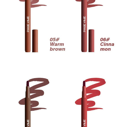 Lipliner Pencil Long-Lasting Matte Creamy Plumping Lip Stain Waterproof Natural Nude Brown Slim Plush Brush Head Lipliner Makeup