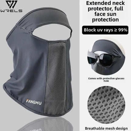 Facial Gini Summer Sports Ear Cord Scarves Mask Neck Protection Anti-UV Ice Silk Sunscreen Mask Face Veil with Eyeglass Hole