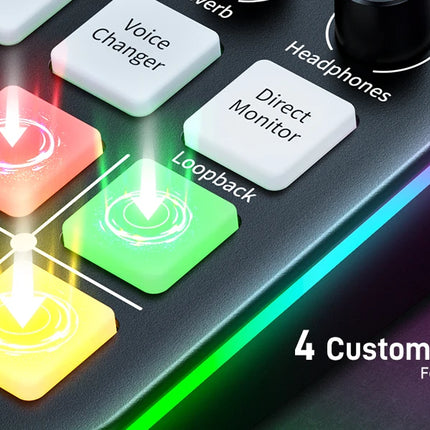 MAONO G1 NEO Gaming Audio Mixer,Streaming 4-Channel Custom Sound Effects RGB with XLR Microphone Interface,for GameVoice,Podcast