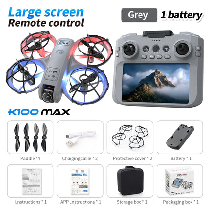 Hot K100 MAX Mini Drone Professional 4K HD Dual Camera Fpv Screen Optical Flow Drone Toys Quadcopter Brushless Dron Toy Gift New