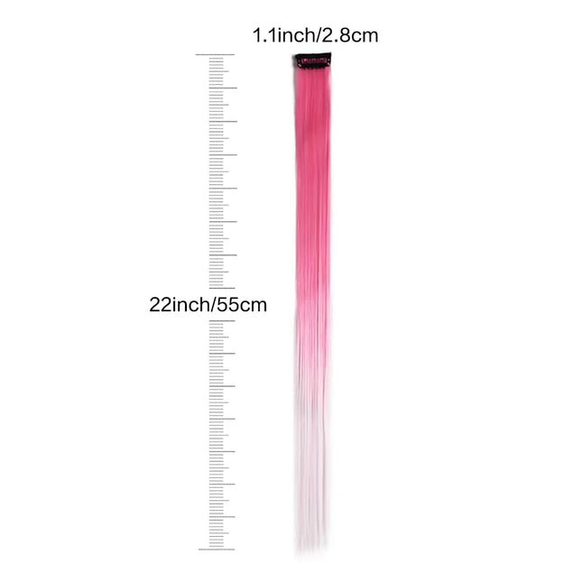 6pcs/pack Colored Party Highlights Clip in Hair Extensions for Girls 22 inches Multi-colors Straight Hair Synthetic Hairpieces