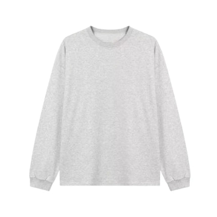 White Heavyweight 400g Pure Cotton Long Sve T-irt ex Loose Fit Basic Color Inner Wear Base Layer irt