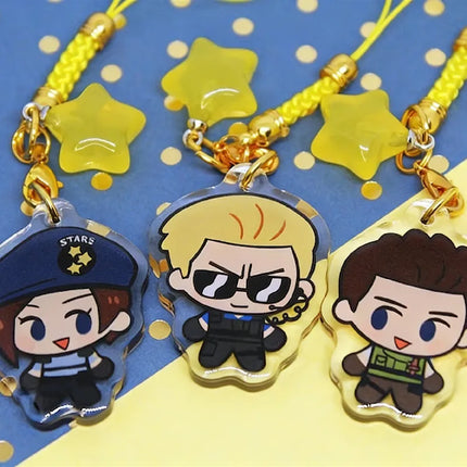 S.T.A.R.S. Wesker, Jill, Chris|Inspired by Resident Evil Acrylic Keychain&phoneCharm |Double Sided with Star |Cute Gaming Gift