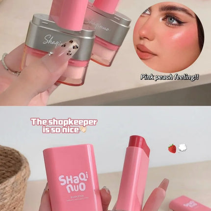 SHAQINUO Large-capacity High Color Rotating Blush Cream Stick 13g Moisturing Natural Long-lasting Waterproof Non-Removing Blush